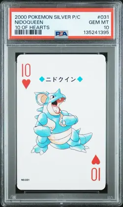 Nidoqueen ~ 2000 Pokemon Japanese Silver Playing Card 10 of Hearts #031 ~ PSA 10 - Image 1