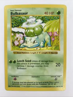Bulbasaur 44/102 Base Set (Shadowless) Common Pokemon Card - Image 1