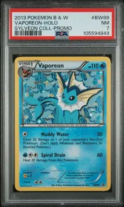PSA 7 Vaporeon BW89 Black & White Sylveon Collection Promo Near Mint - Image 1