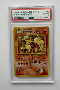 Pokemon Blaine's Arcanine Gym 2 Japanese Holo Rare #059 PSA 6 EX-MT FRESH GRADE! - Image 1