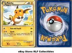 2010 Pokemon, HGSS Undaunted, #33/90 Raichu, Uncommon - Image 1