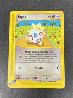 Togepi 114/147 Aquapolis Non-Holo Vintage Pokemon Card TCG - Image 1