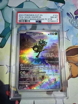 PSA 8 NEAR MINT Teal Mask Ogerpon POKEMON CENTER EXCLUSIVE STAMPED PROMO SVP123 - Image 1