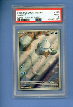 2025 POKEMON MEG EN-MEGA EVOLUTION ILLUSTRATION RARE #140 SNOVER PSA 9 - Image 1