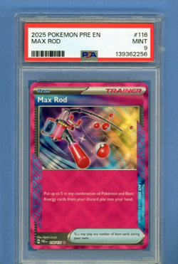 2025 POKEMON PRE EN-PRISMATIC EVOLUTIONS #116 MAX ROD PSA 9 - Image 1