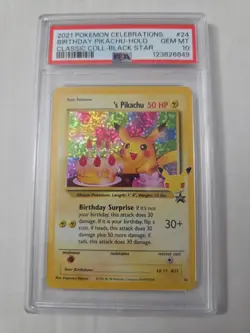 2021 Pokemon BIRTHDAY PIKACHU #24 Celebrations Classic HOLO PSA 10 - Image 1