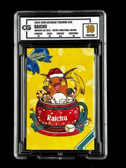 2024 Pokemon CG 10 Pristine RAICHU Christmas Data TCG XMAS Holiday CGC PSA - Image 1