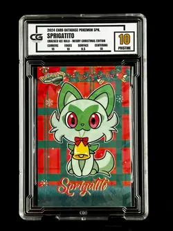 2024 Pokemon CG 10 Pristine SPRIGATITO Christmas Data TCG XMAS Holiday CGC PSA 2 - Image 1