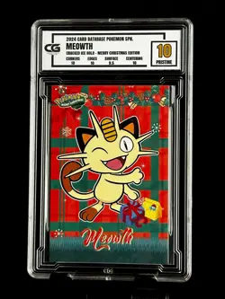 2024 Pokemon CG 10 Pristine MEOWTH Christmas Data TCG XMAS Holiday CGC PSA 2 - Image 1