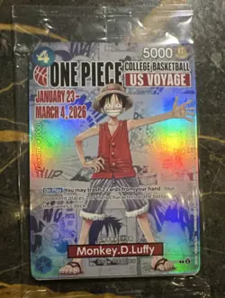 Bandai One Piece Card Monkey.D.Luffy US Voyage Promo Full Art Holo P-055 - Image 1