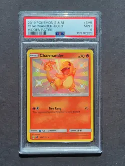 Pokemon PSA 9 CHARMANDER SV6/SV94 - SUN & MOON HIDDEN FATES SHINY HOLO - MINT - Image 1