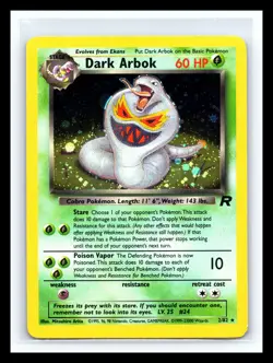 💥 Pokemon TCG Team Rocket Dark Arbok Unlimited Holo Rare 2/82 Vintage - Image 1