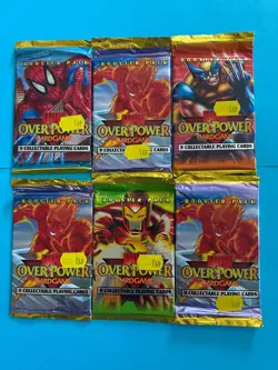 1995 Lot Of 6 Packs of Marvel Overpower Card Game Booster Packs - Factory Sealed - Image 1