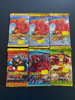 1995 Lot Of 6 Packs of Marvel Overpower Card Game Booster Packs - Factory Sealed - Image 2