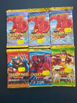 1995 Lot Of 6 Packs of Marvel Overpower Card Game Booster Packs - Factory Sealed - Image 5