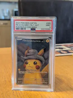 2023 PSA 9 Pikachu with Grey Felt Hat SVP 085 Van Gogh Promo READ DESCRIPTION - Image 1