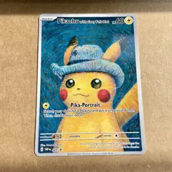 STICKER of Van Gogh Pikachu with Grey Felt Hat 085 - *STICKER NOT CARD* - Image 1
