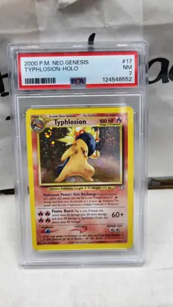 2000 TYPHLOSION HOLO FOIL SWIRL NEO GENESIS POKEMON TCG PSA 7 NM #17/111 - Image 2