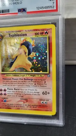 2000 TYPHLOSION HOLO FOIL SWIRL NEO GENESIS POKEMON TCG PSA 7 NM #17/111 - Image 3