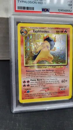 2000 TYPHLOSION HOLO FOIL SWIRL NEO GENESIS POKEMON TCG PSA 7 NM #17/111 - Image 4