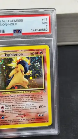 2000 TYPHLOSION HOLO FOIL SWIRL NEO GENESIS POKEMON TCG PSA 7 NM #17/111 - Image 5