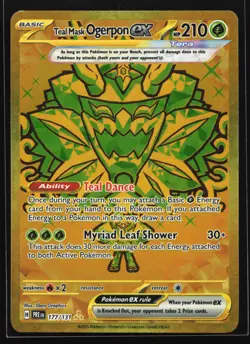 Teal Mask Ogerpon ex 177/131 Prismatic Evolutions Gold Hyper Rare Pokemon Card - Image 1