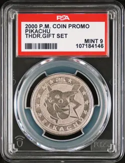 PSA 9 MINT Pikachu Metal Coin Pokemon 2000 Thunderstorm Gift Set Promo - Image 1