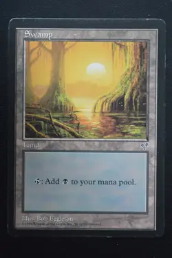 Magic The Gathering MTG SWAMP (MOSSY ROOTS) Mirage LP Lightly Played - Image 1