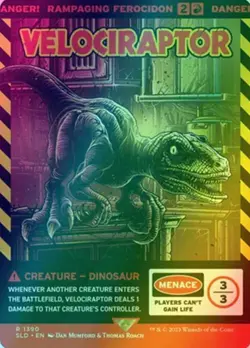 MTG Foil Velociraptor Rampaging Ferocidon Secret Lair Jurassic World NM - Image 1