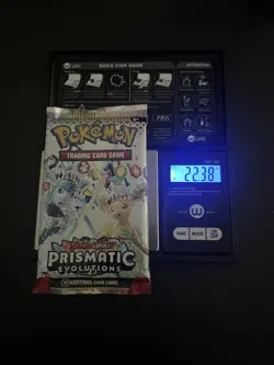 22.38g VERY HEAVY Prismatic Evolutions Pokemon Sealed Booster Pack New - Image 1