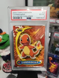 2004 Topps Pokemon Advanced Challenge #17 Charmander non foil PSA 6 EX-MT - Image 1