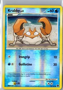 Krabby Reverse holo 2008 Pokemon Diamond & Pearl Great Encounters 75/106 NM - Image 1