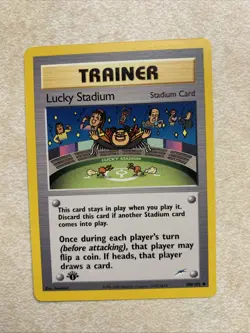 1st Edition Lucky Stadium - 100/105 - Uncommon - Neo Destiny Pokemon Near Min - Image 1