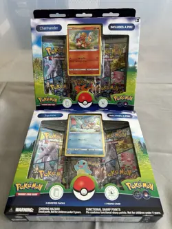 Pokemon Go Pin Collection Display Box Charmander, Squirtle Sealed - Image 1