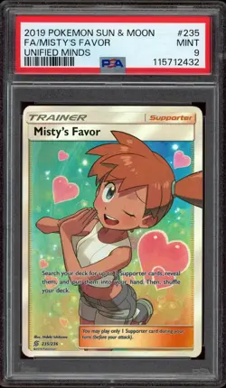 Pokemon PSA 9 Misty's Favor 235/236 Sun & Moon Unified Minds Ultra Rare Mint - Image 1