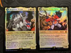 Megatron, Tyrant Foil & Optimus Prime, Hero Foil NM MTG Universes Beyond BRO BOT - Image 1