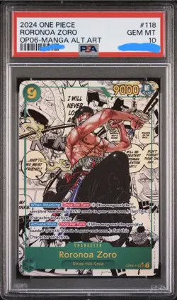 One Piece TCG OP06-118 SEC Roronoa Zoro Manga Art PSA 10 Wings Of The Captain EN - Image 1