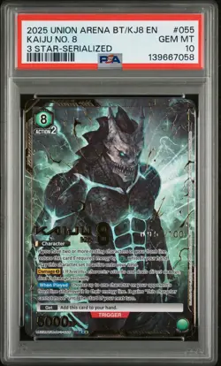 2025 Union Arena Kaiju No. 8 #055 Kaiju No. 8 3 Star Serialized 95/100 PSA 10 - Image 1