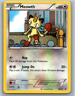 Pokemon TCG Black and White Promos Meowth #BW35 Black Star Promo Card CCG - Image 1