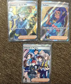 Pokemon Trainer Supporter Full Art 3 Card Lot NM Paldea Prismatic SSP PRE - Image 1