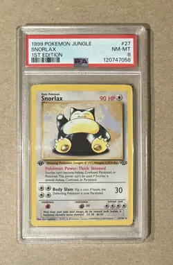 1999 Pokemon Jungle 1st Edition Snorlax Card #27 PSA 8 - Image 1