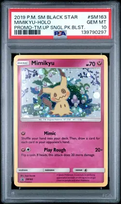2019 POKEMON SM BLACK STAR PROMO #SM163 MIMIKYU-HOLO PSA 10 - Image 1