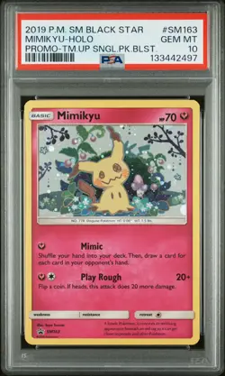 2019 POKEMON SM BLACK STAR PROMO #SM163 MIMIKYU-HOLO PSA 10 - Image 1
