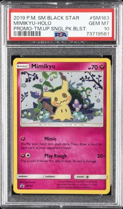 2019 POKEMON SM BLACK STAR PROMO #SM163 MIMIKYU-HOLO PSA 10 - Image 1