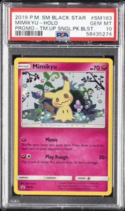 2019 POKEMON SM BLACK STAR PROMO #SM163 MIMIKYU-HOLO PSA 10 - Image 1