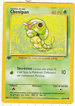 Pokemon 1st Edition Base French Caterpie (Chenipan) French 45/102 MINT Wizards - Image 1