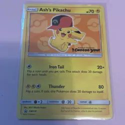 Pokemon Pikachu TCG Ash's Pikachu SM110 Promo Card Sun & Moon Rare LP - Image 1