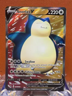 Pokemon Snorlax V 197/202 Swsh01: Sword & Shield Full Art Ultra Rare 1823 NM - Image 1