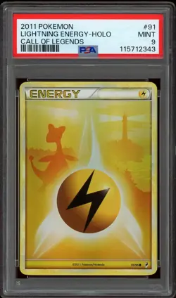 Pokemon PSA 9 Lightning Energy 91/95 Heartgold & SoulSilver Call of Legends Holo - Image 1