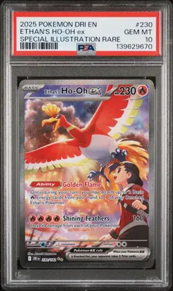 2025 POKEMON DRI EN-DESTINED RIVALS #230 ETHAN'S HO-OH EX PSA 10 - Image 1